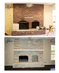 Canyon Stone Fireplace Refacing Before and Fater Images